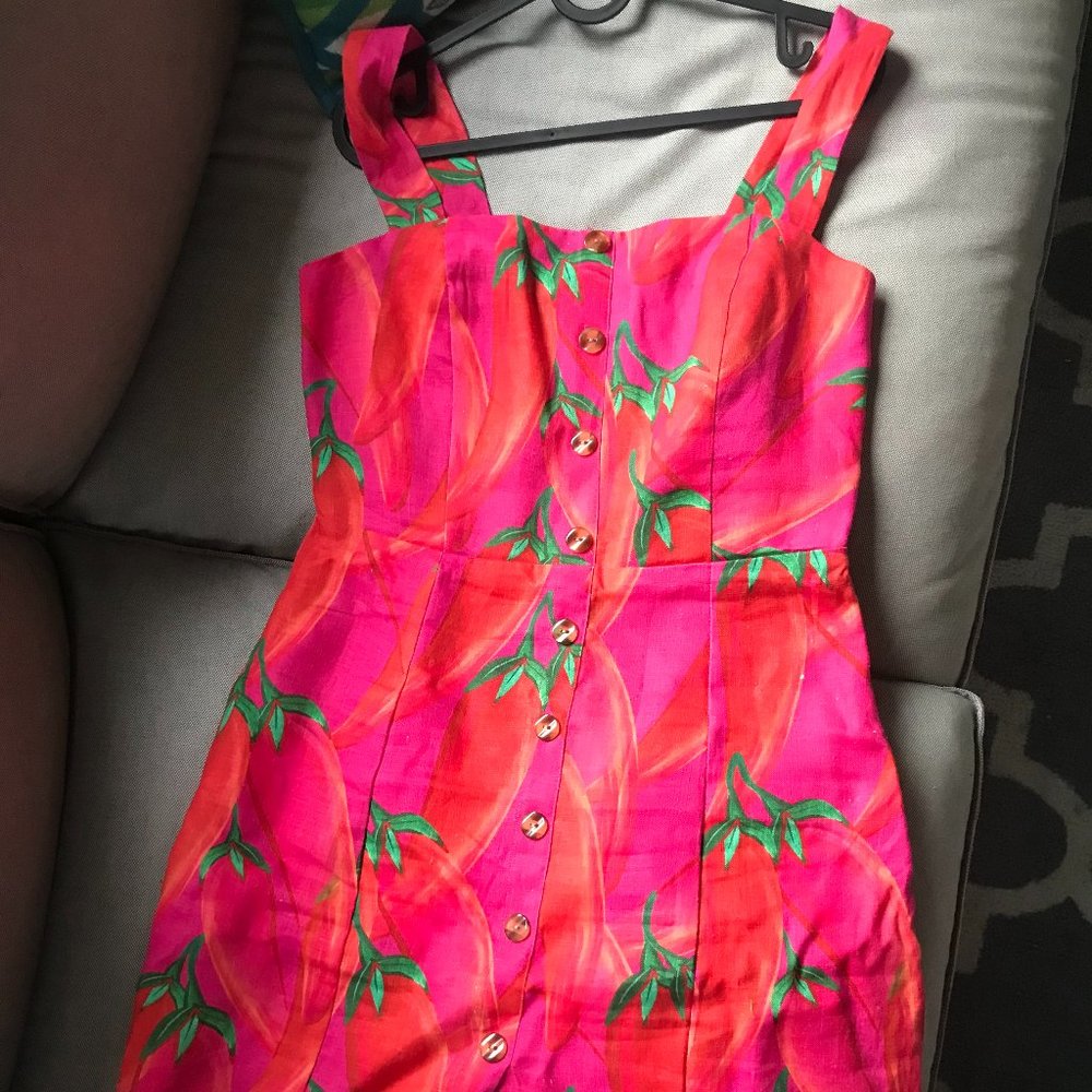 Farm Rio Chili Mini Dress Pink/ Red